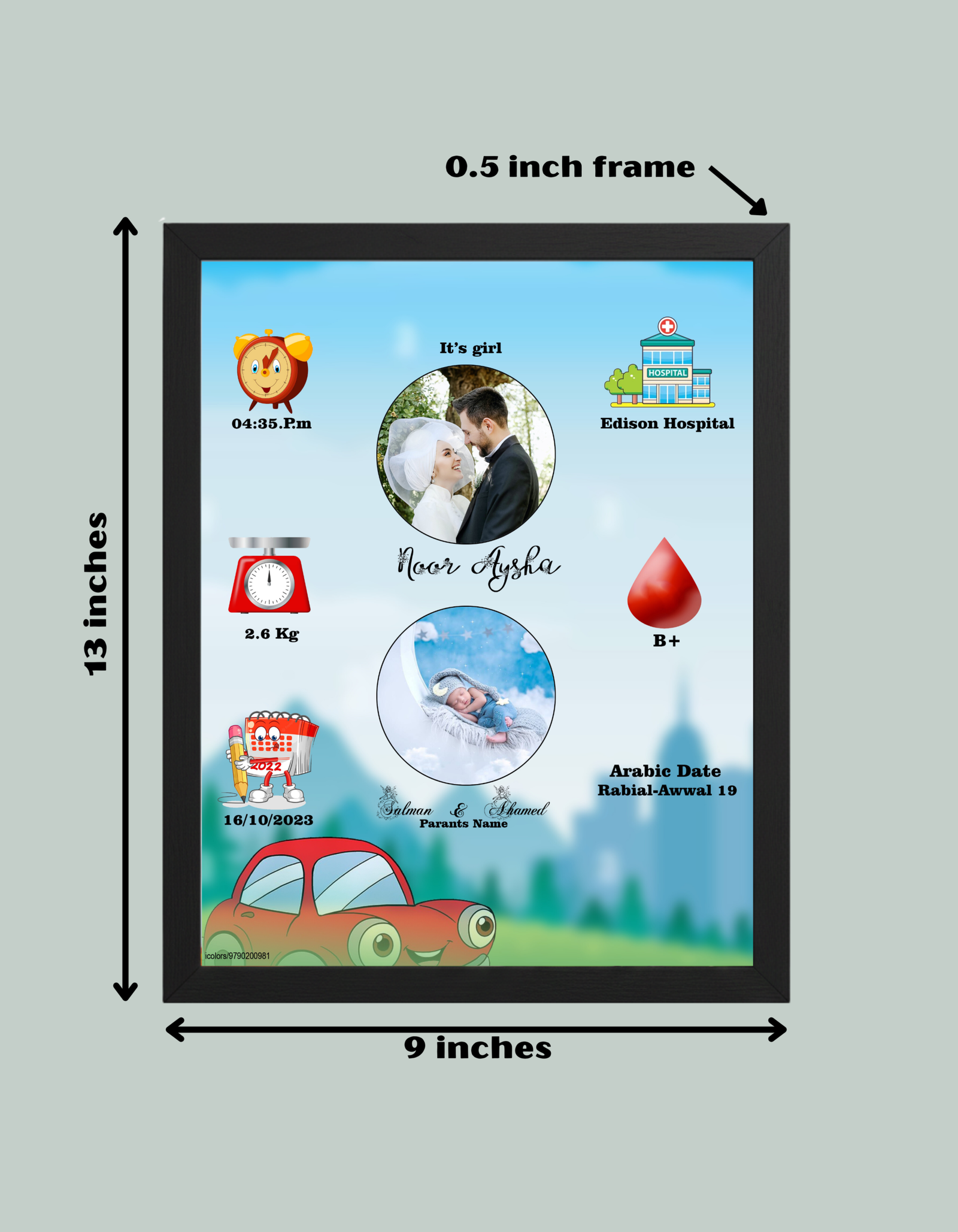 Personalized Baby Birth Frame – A Memory for Life - Image 3